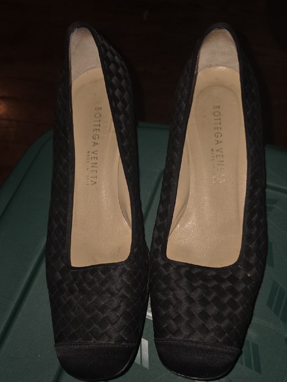 Bottega Veneta Black Woven Leather Evening Pumps